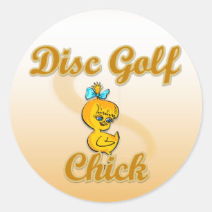 Disc Golf Chick  Classic Round Sticker