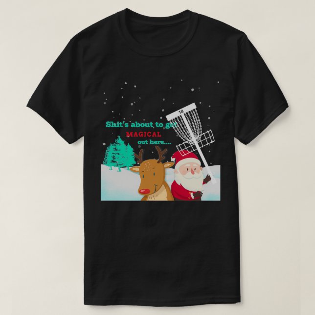 Disc Golf Christmas Adult Funny T-Shirt (Design Front)