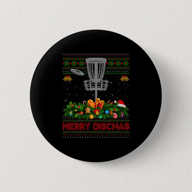 Disc Golf Christmas Pajamas Ugly Xmas Sweaters Mer 6 Cm Round Badge (Front)