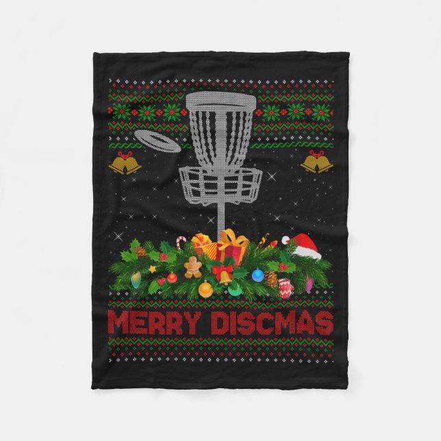 Disc Golf Christmas Pajamas Ugly Xmas Sweaters Mer Fleece Blanket (Front)