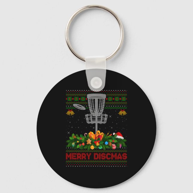 Disc Golf Christmas Pajamas Ugly Xmas Sweaters Mer Key Ring (Front)