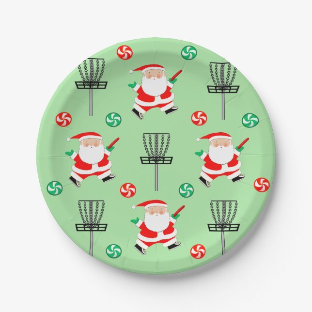 Disc Golf Christmas Paper Plate (Front)