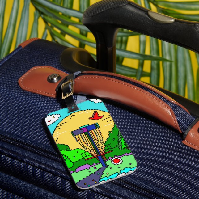 Disc Golf Course Summer Sunshine Luggage Tag (Front Insitu 1)