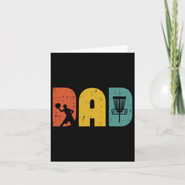 Disc Golf Dad Retro Frisbee Frolf Fathers Day Dadd Card (Front)