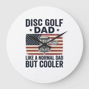 Disc Golf Dad Vintage Flag Funny Shirt Design_1 Large Clock