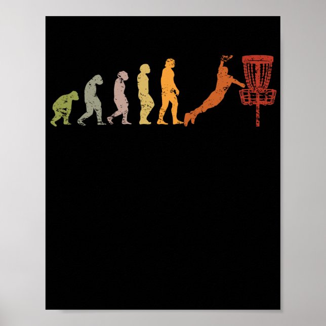Disc Golf Development Retro Golfer Evolution Poster (Front)