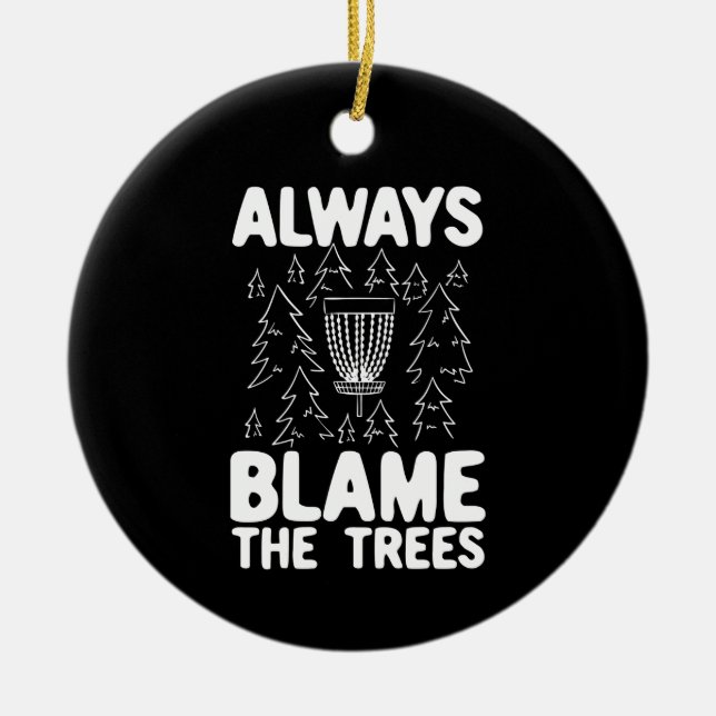 Disc Golf Disc Basket Gift Ceramic Tree Decoration (Front)