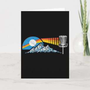 Disc Golf Distressed Mountains And Sun 80s Vintage Card