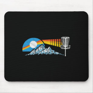 Disc Golf Distressed Mountains And Sun 80s Vintage Mouse Mat