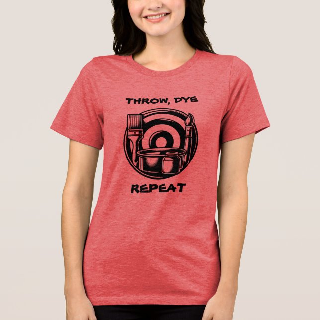 Disc Golf Dyeing Humour | Throw, Dye, Repeat Tri-Blend Shirt (Front)