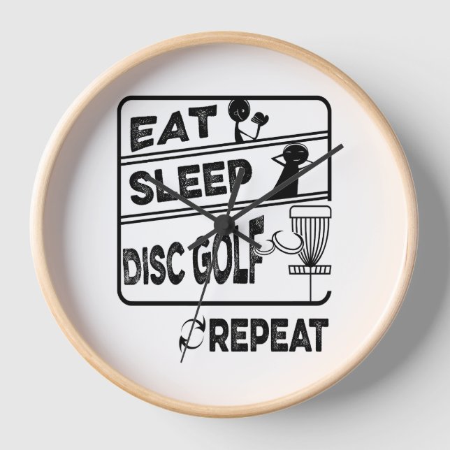Disc Golf Eat Sleep Repeat Clock (Front)