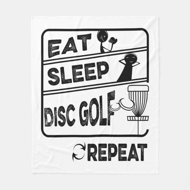 Disc Golf Eat Sleep Repeat Fleece Blanket (Front)