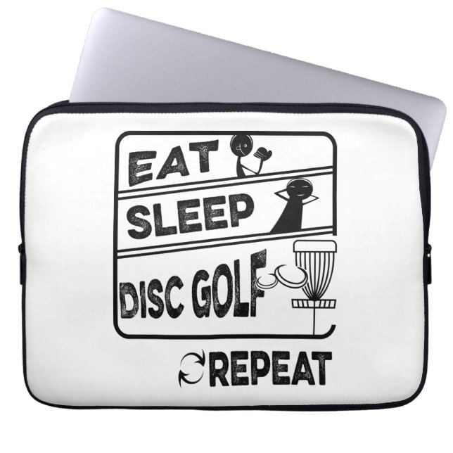Disc Golf Eat Sleep Repeat Laptop Sleeve (Front)