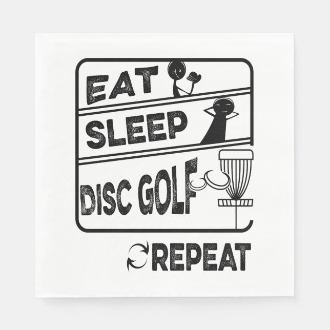 Disc Golf Eat Sleep Repeat Napkin (Front)