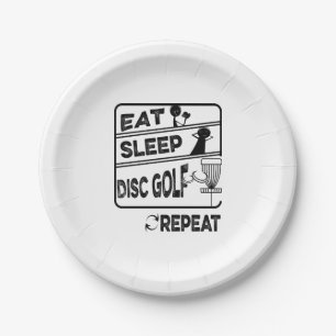 Disc Golf Eat Sleep Repeat Paper Plate