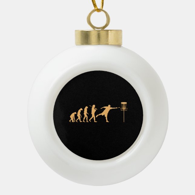 Disc Golf Evolution Ceramic Ball Christmas Ornament (Front)