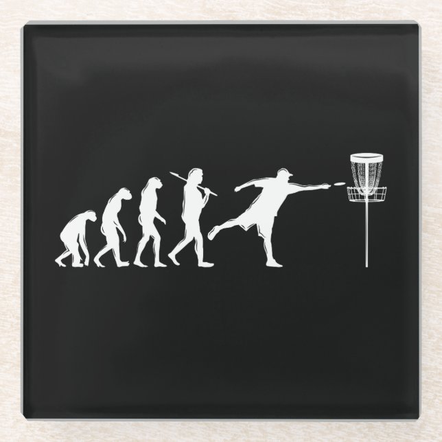 Disc Golf Evolution Disc Golf Gifts Glass Coaster (Front)