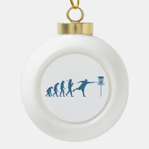 Disc Golf Evolution - Fun Gift for Disc Golfer Ceramic Ball Christmas Ornament
