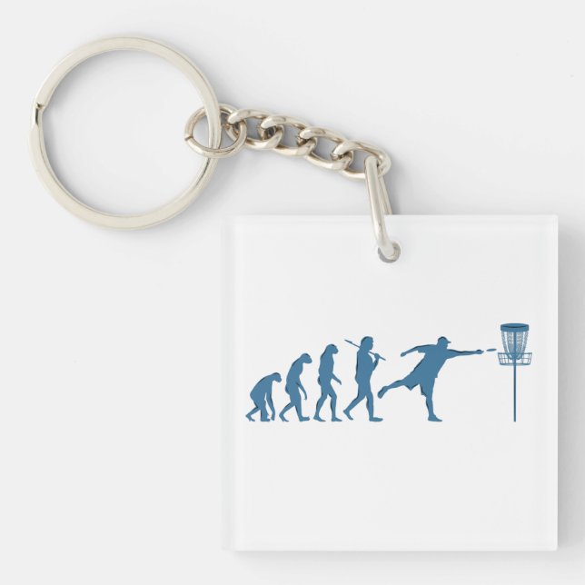 Disc Golf Evolution - Fun Gift for Disc Golfer Key Ring (Front)