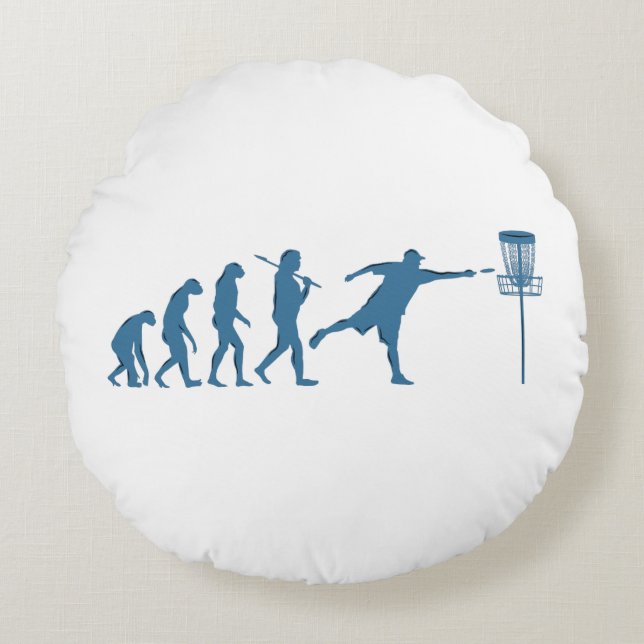 Disc Golf Evolution - Fun Gift for Disc Golfer Round Cushion (Front)