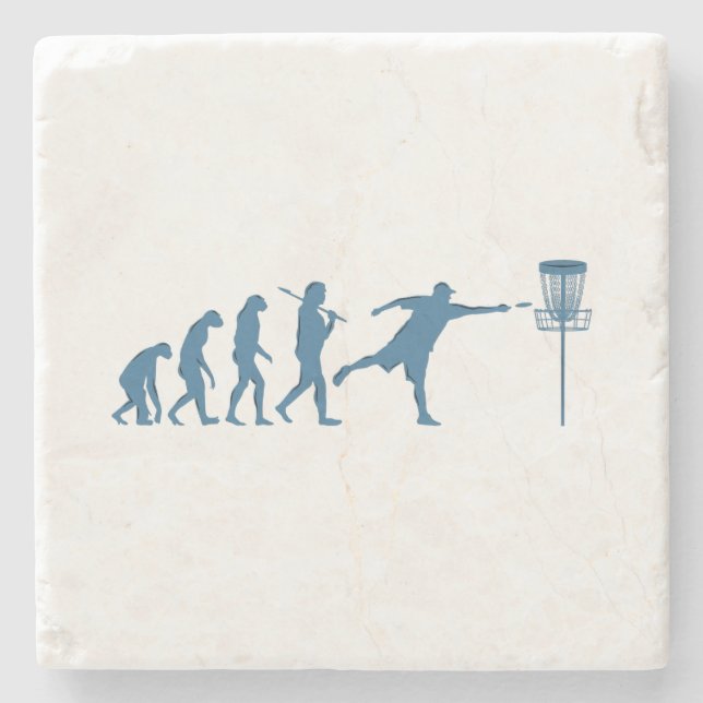 Disc Golf Evolution - Fun Gift for Disc Golfer Stone Coaster (Front)