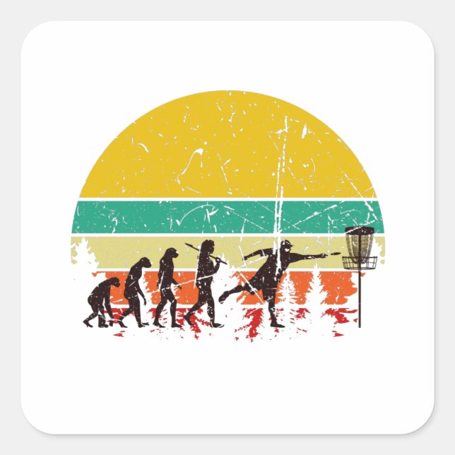 Disc Golf Evolution Square Sticker (Front)