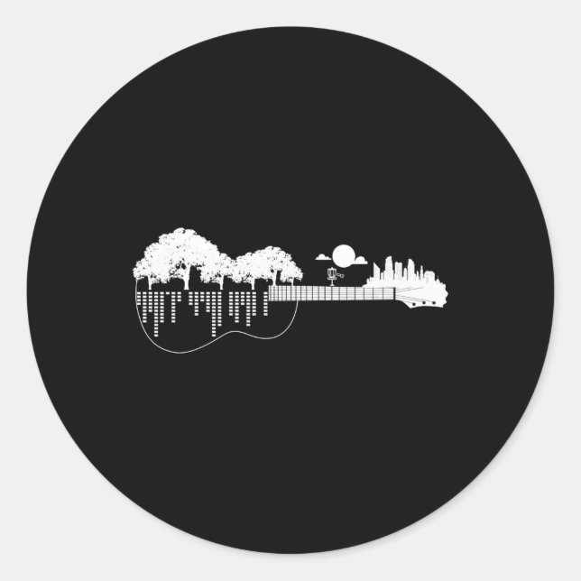 Disc Golf Flying Disc Disc Golf Guitar Classic Round Sticker (Front)
