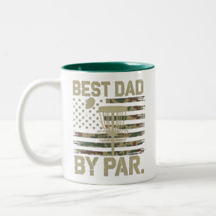 Disc Golf Frisbee Best Dad Par Camo US flag Golfer Two-Tone Coffee Mug