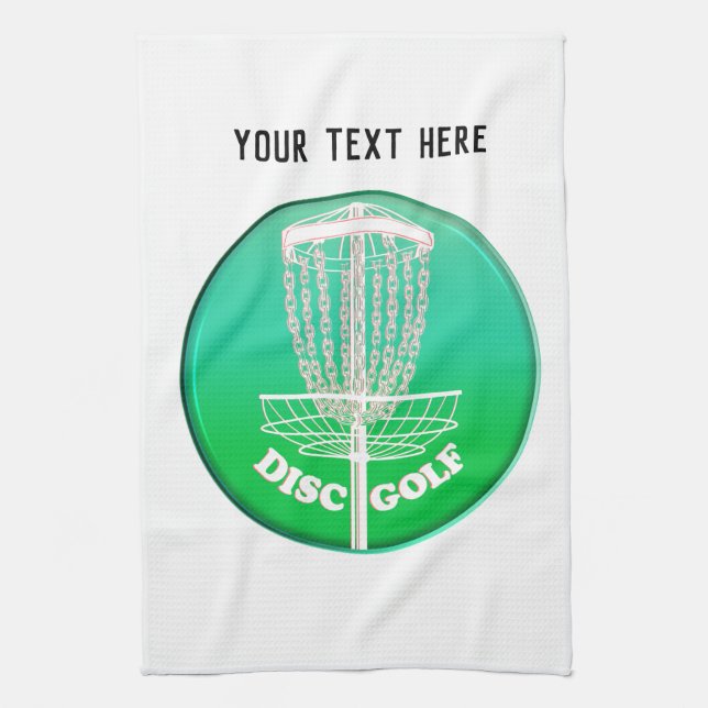 Disc Golf Frisbee Cage Tea Towel (Vertical)