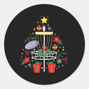 Disc Golf Frisbee Christmas Ornament Tree Funny Gi Classic Round Sticker