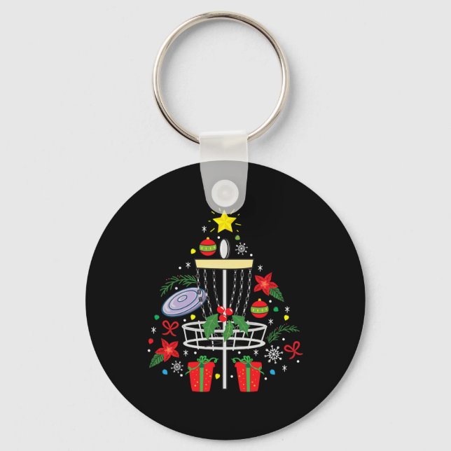 Disc Golf Frisbee Christmas Ornament Tree Funny Gi Key Ring (Front)