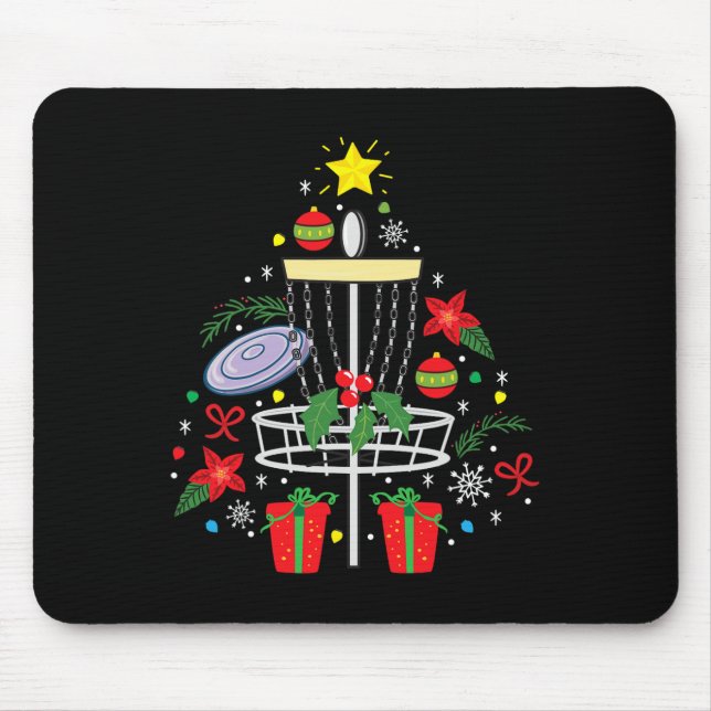 Disc Golf Frisbee Christmas Ornament Tree Funny Gi Mouse Mat (Front)