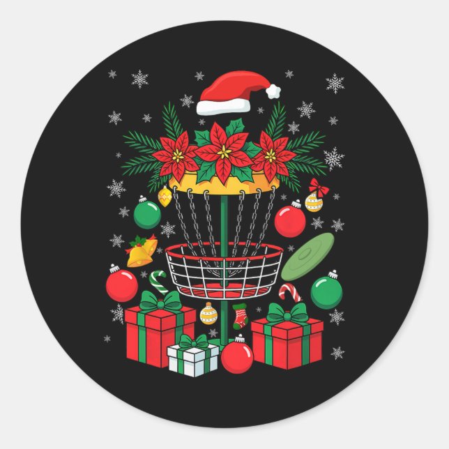 Disc Golf Frisbee Christmas Ornament Tree Funny Me Classic Round Sticker (Front)