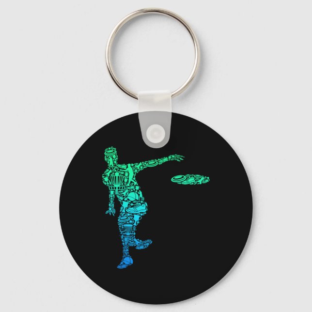 Disc Golf Frisbee Men Kids Boys  Key Ring (Front)