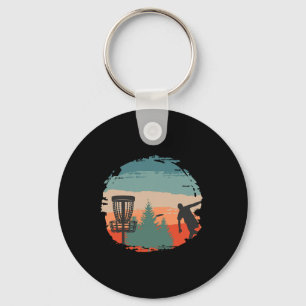 Disc Golf Frisbee Player Disc Golfer Vintage Retro Key Ring