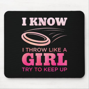 Disc Golf Girl Funny Disc Golfing Lover Player Gif Mouse Mat