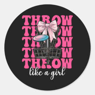 Disc Golf Girl Mum Mother's Day Discgolf Throw Lik Classic Round Sticker