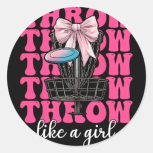 Disc Golf Girl Mum Mother's Day Discgolf Throw Lik Classic Round Sticker