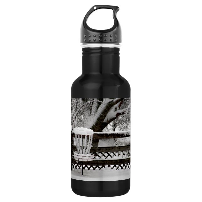 Disc Golf Goal Post in Snow 532 Ml Water Bottle (Front)