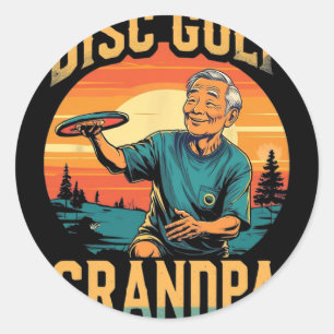 Disc Golf Grandpa – Funny Retro Sports Design For Classic Round Sticker