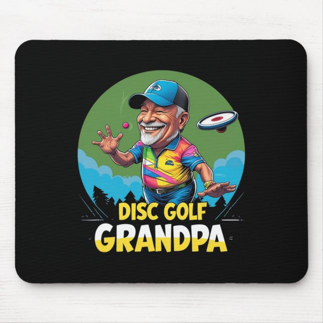 Disc Golf Grandpa – Green Dge Cap-throw Retro  Mouse Mat (Front)