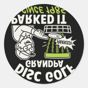 Disc Golf Grandpa Parked It Since 1985  Classic Round Sticker