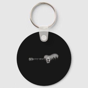 Disc Golf Guitar Landscape Trees Men Women Key Ring