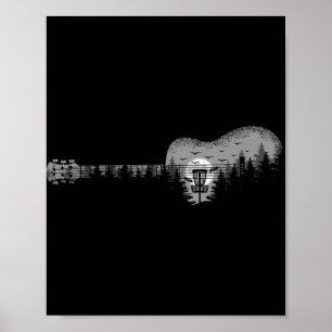 Disc Golf Guitar Landscape Trees Men Women Poster