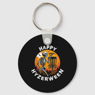 Disc Golf Halloween Disc Golfer Skeleton Hyzerween Key Ring