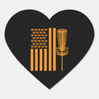 Disc Golf Halloween USA FLAG For DISCGOLF PLAYER Heart Sticker