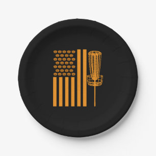 Disc Golf Halloween USA FLAG For DISCGOLF PLAYER Paper Plate