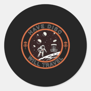 Disc Golf Have Disc Will Travel Classic Round Sticker