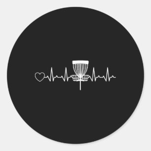 Disc Golf Heartbeat Disc Golf Basket Disc Golf Classic Round Sticker