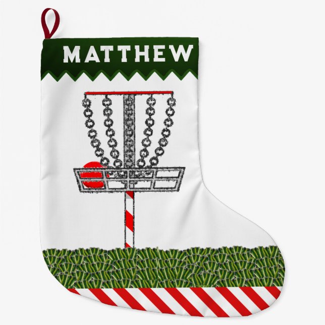 Disc Golf  Holiday Gift Large Christmas Stocking (Front)